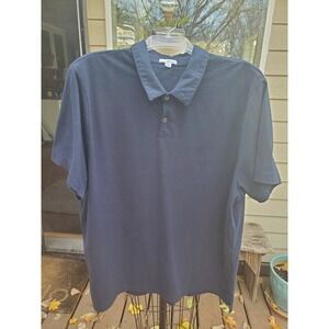 STANDARD JAMES PERSE Men's Navy Blue Cotton Polo Shirt Size 5 (XL/XXL)